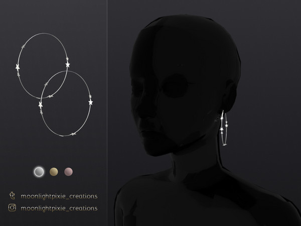 Sims 4 — Star Earrings by moonlightpixie_ — New mesh. 3 swatches: gold, rose gold and silver.