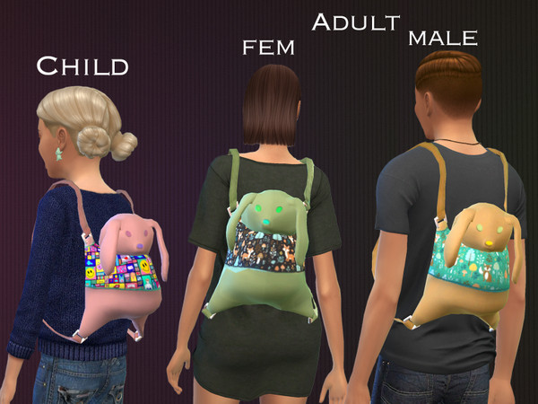 Sims 4 — [lyonalife] m_acchat_backpack_bunny.package by lyonalife — Child Adult female male category: Hat !!!!! Cannot be
