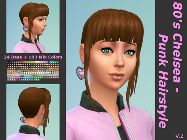 Sims 4 — 80's Chelsea - Punk Hairstyle v.2 (short Nape) by Pinke_Dogge — My take on a 80's inspired Chelsea hair style.