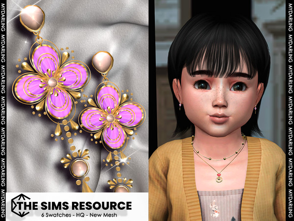 Sims 4 — flower-shaped earring na013 toddler version by Mydarling20 — new mesh