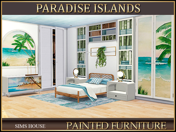 Sims 4 — [Sims House] BUILT-IN CABINET. PARADISE ISLANDS by Sims_House — PARADISE ISLANDS PAINTED FURNITURE: