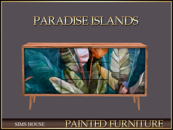 Sims 4 — [Sims House] BUILT-IN CABINET SEMI-OPEN. MW. PARADISE ISLANDS by Sims_House — PARADISE ISLANDS PAINTED