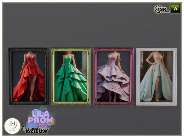 Sims 4 — lila prom salon wall painting small2 by jomsims — lila prom salon.In the wardrobe, the gown glitters, a work of