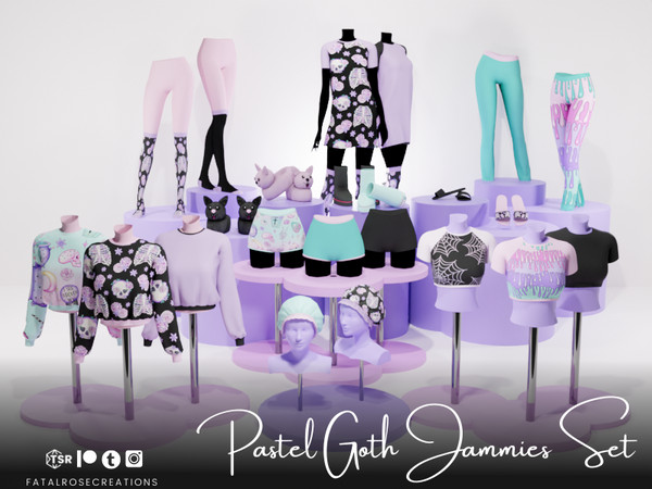 Sims 4 — FatalRoseCreations Spooky Socks [Pastel Goth Jammies Set].package by FatalRose47 — Figured Id come back with a