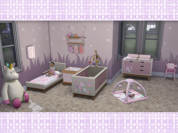 Sims 4 — Butterfly Highchair [chicchatter87] by chicchatter872 — Recolored Nursery Set in a Butterfly Theme with 5 Color