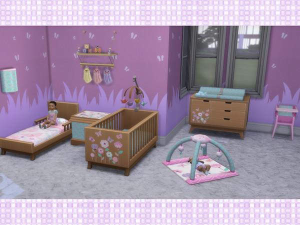 Sims 4 — Butterfly Playmat [chicchatter87] by chicchatter872 — Recolored Nursery Set in a Butterfly Theme with 5 Color