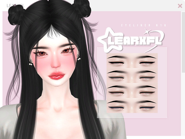 Sims 4 — [Learxfl] Eyeliner N16 by Learxfl — Eyeliner N16 , 8 swatches , HQ and BGC . Standalone item with thumbnail.