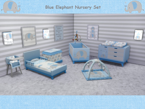 Sims 4 — Blue Elephant Changing Table [chicchatter87] by chicchatter872 — Recolored Nursery Set in an Elephant Theme