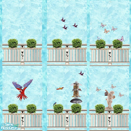 Sims 2 — summer breeze set by skinflin — wall that bring the out doors in.you can just feel summer in the air...