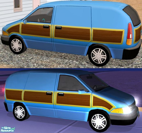 Sims 2 — Business Van - Light Blue Woody Recolor by Dr Pixel — Light Blue Van Color option with Wood panels for your