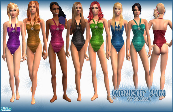 Sims 2 — Midnight Swim by zvaella — Sexy and glam one-piece swimsuit for your female sims. No mesh required, enjoy!