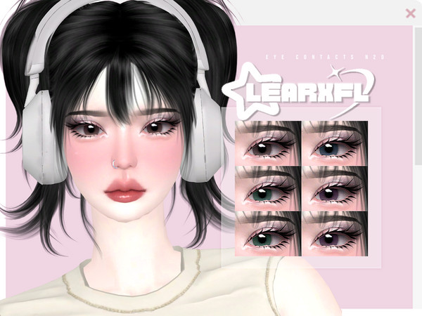 Sims 4 — [Learxfl] Eye Contacts N20 by Learxfl — Eyes N20 , 14 swatches , HQ and BGC . Standalone item with thumbnail.