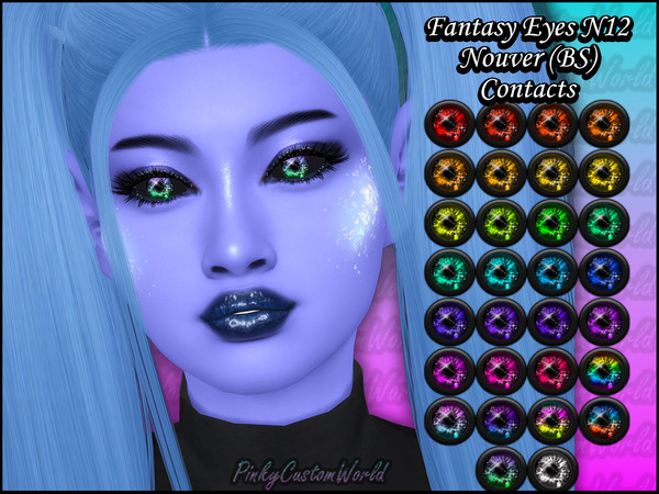 Sims 4 — Fantasy Eyes N12 - Nouver Black Sclera (EyeDetail) by PinkyCustomWorld — Bright colored fantasy eyes with black