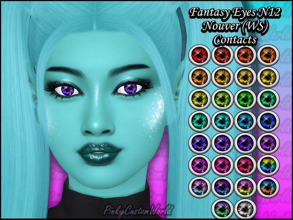 Sims 4 — Fantasy Eyes N12 - Nouver White Sclera (EyeDetail) by PinkyCustomWorld — Bright colored fantasy eyes with black