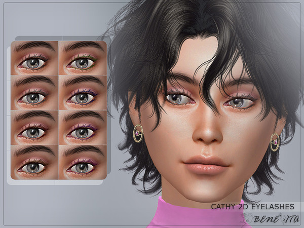 Sims 4 — Cathy 2D Eyelashes (HQ) by Benevita — Cathy 2D Eyelashes Makeup Category HQ Compatible 8 Swatches For Female