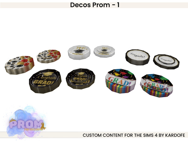 Sims 4 — kardofe_Decos Prom_Dishes by kardofe — First part of a set of decorations to decorate a beautiful graduation