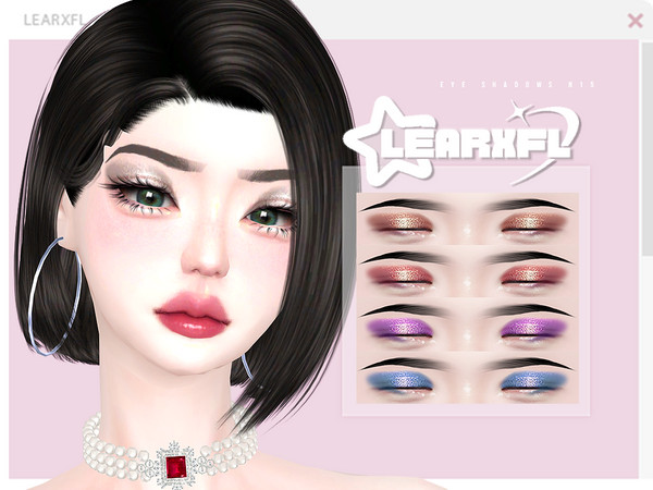 Sims 4 — [Learxfl] Eyeshadows N15 by Learxfl — Eyeshadows N15 , 17 swatches , HQ and BGC . Standalone item with