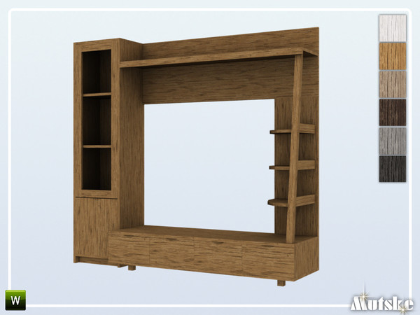 Sims 4 — Ashton Cabinet 3x1 by Mutske — Ashton Livingroom set with seating, surface and more, some have slots to put