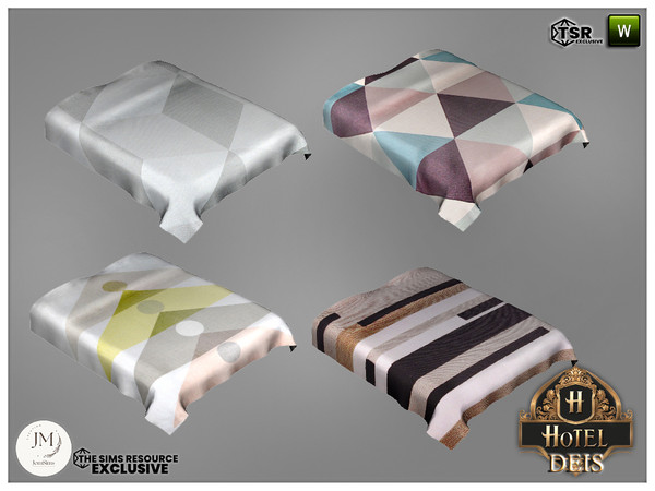 Sims 4 — Deis bedroom blanket by jomsims — Discover sophisticated elegance with this hotel chic bedroom set in four