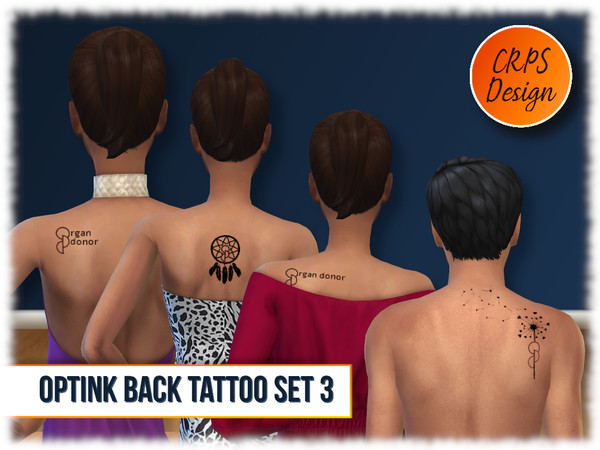 Sims 4 — OptInk Back tattoo set 3 by Stephanie_Mey1991 — This set contains 4 designs of the official Opt.Ink tattoo