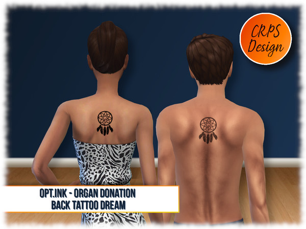 Sims 4 — OptInk Back tattoo set 3_dreamcatcher by Stephanie_Mey1991 — This set contains 4 designs of the official Opt.Ink