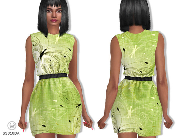 Sims 4 — Short floral belted dress by pizazz — Get $6.00 VIP discount for yearly sub using the code SHOP_pizazz12 For