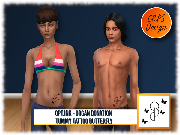 Sims 4 — OptInk tummy Set 1_butterflys by Stephanie_Mey1991 — This set contains 4 designs of the official Opt.Ink tattoo