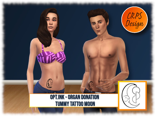 Sims 4 — OptInk tummy Set 1_Moon by Stephanie_Mey1991 — This set contains 4 designs of the official Opt.Ink tattoo (organ