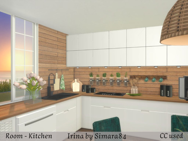Sims 4 — Irina Kitchen CC by Simara84 — Modern white kitchen Size 5x5