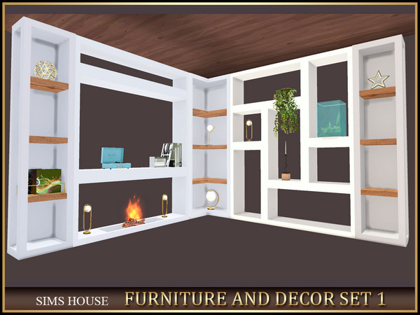Sims 4 — [Sims House] LARGE CABINET WITH SHELVES.  SET OF FURNITURE AND DECOR 1 by Sims_House — FURNITURE AND DECOR SET 1