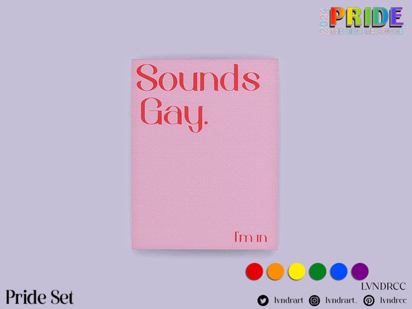 Sims 4 — Pride- Sounds Gay painting by LVNDRCC — Various colourful LED lights, and variety of decorations in rainbow