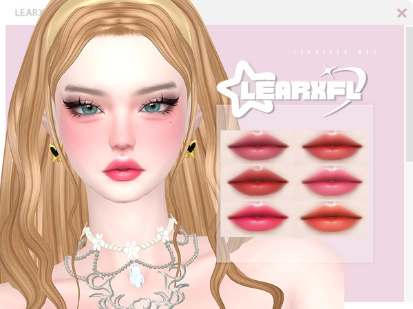 Sims 4 — [Learxfl] Lipstick N21 by Learxfl — Lipstick N21 , 10 swatches , HQ and BGC . Standalone item with thumbnail.