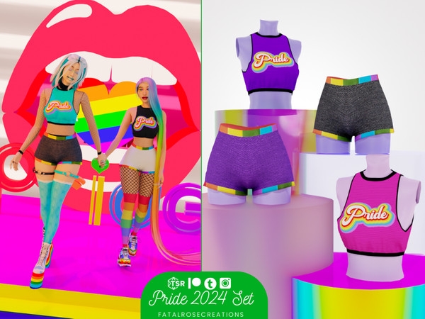 Sims 4 — FatalRoseCreations Cropped Tank [Pride 2024].package by FatalRose47 — Celebrate pride with this simple shorts