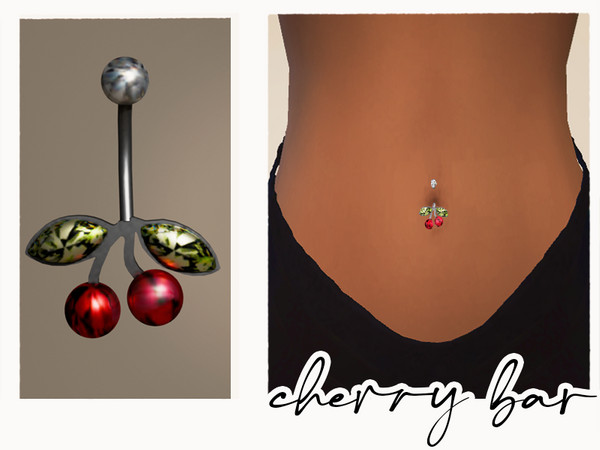 Sims 4 — ts4h - cherry belly bar v2.package by thatsims4core — belly bar piercing that has two versions to work with most