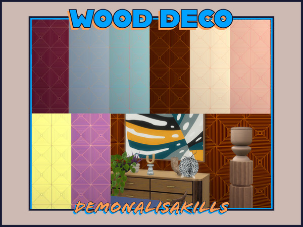 Sims 4 — Wood Deco by DemonaLisaKills — A mesmerizing wood panel pattern that gives character to the mundane.