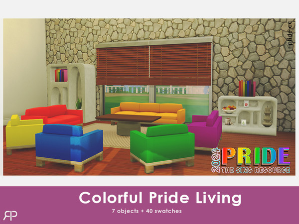 Sims 4 — RiptideCC-Colorful Pride Living Sopa 2P by Riptidecc — Embrace the spirit of pride and modern living with the