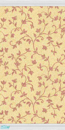 Sims 2 — Primetime's Wallpaper Collection - 1 by Primetime024 — Beige wallpaper with burgandy scrolled flowers.