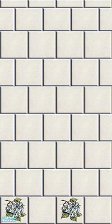 Sims 2 — Tri Florals - Individual Item by Lorah — Floral tile, wallpaper and border with blue, cream, green or pink