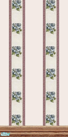 Sims 2 — Tri Florals - Individual Item by Lorah — Floral tile, wallpaper and border with blue, cream, green or pink