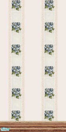 Sims 2 — Tri Florals - Individual Item by Lorah — Floral tile, wallpaper and border with blue, cream, green or pink