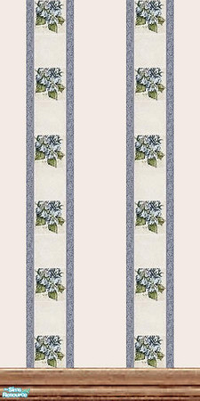 Sims 2 — Tri Florals - Individual Item by Lorah — Floral tile, wallpaper and border with blue, cream, green or pink