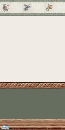 Sims 2 — Tri Florals - Individual Item by Lorah — Floral tile, wallpaper and border with blue, cream, green or pink