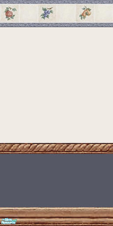 Sims 2 — Tri Florals - Individual Item by Lorah — Floral tile, wallpaper and border with blue, cream, green or pink