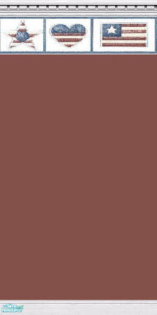 Sims 2 — Red patriotic wall by Melibear — Red wall with flag border.