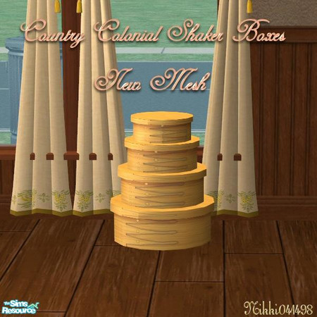 Sims 2 — Country Colonial Shaker Boxes by Nikki041498 — *New Mesh* Once used as valuable storage for sewing and