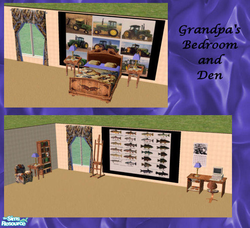 Sims 2 — Grandpa's Bedroom and Den by jennikj — *TSRAA*