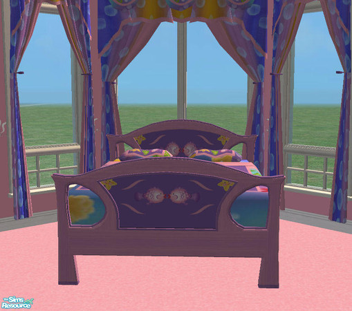 Sims 2 — Bubble Buddies Bed Frame by HeartSpirit — A sweet bed frame in pink and purple with adorable kissing fish.
