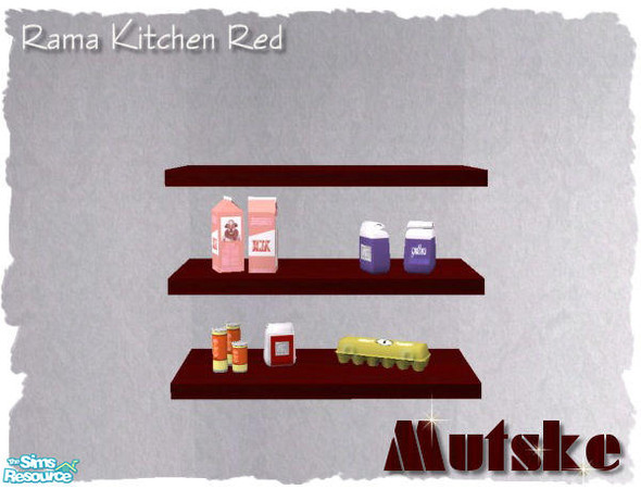 Sims 2 — Rama Kitchen Red - Shelf III by Mutske — Recolor from my Rama Kitchen. All in Red.