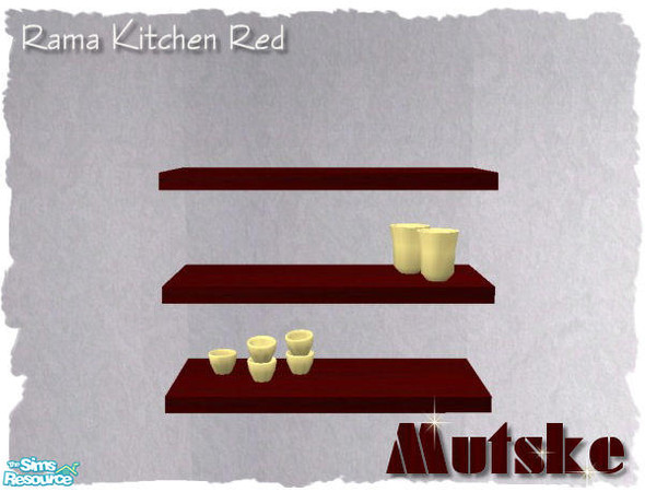 Sims 2 — Rama Kitchen Red - Shelf II by Mutske — Recolor from my Rama Kitchen. All in Red.