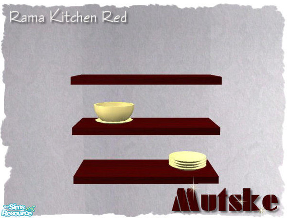 Sims 2 — Rama Kitchen Red - Shelf I by Mutske — Recolor from my Rama Kitchen. All in Red.